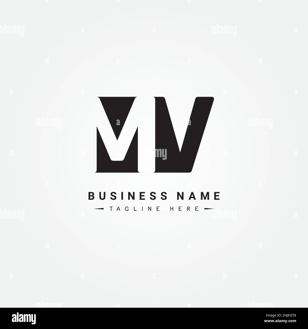 Simple Business Logo for Initial Letter MV - Alphabet Logo - Monogram Vector Logo Template for Business Name Initials Stock Vector