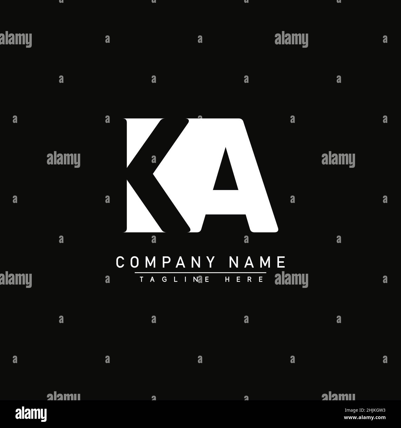 Initial Letter KA Logo - Simple Business Logo for Alphabet K and A - Monogram Vector Logo Template for Business Name Initials Stock Vector