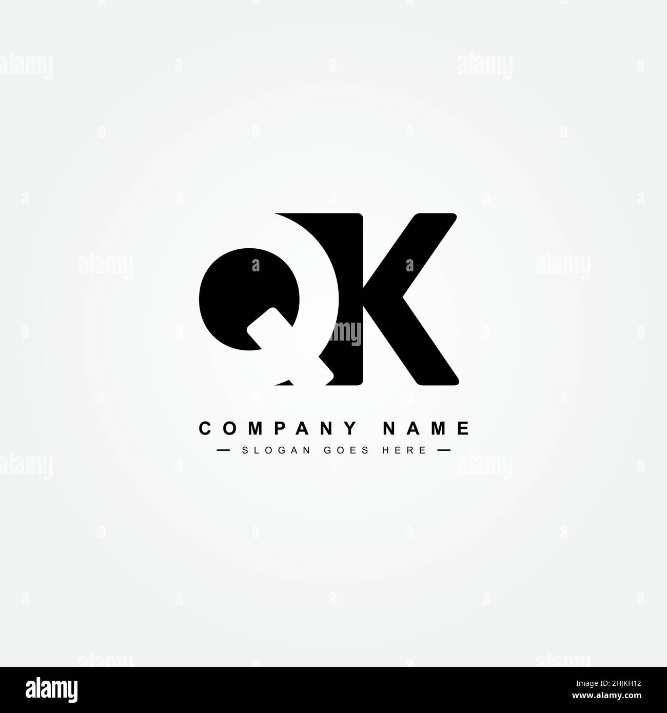 Initial Letter QK Logo - Minimal Business Logo for Alphabet Q and K - Monogram Vector Logo Template for Business Name Initials Stock Vector