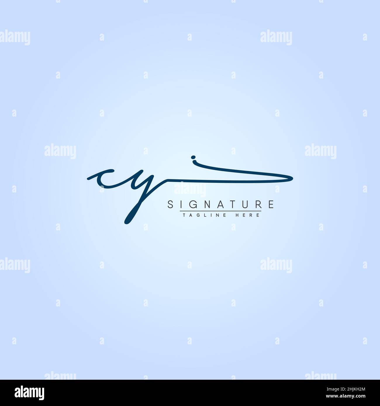 Initial Letter CY Logo - Hand Drawn Signature Style Logo - Minimal Vector Logo for Initials in handwriting style Stock Vector