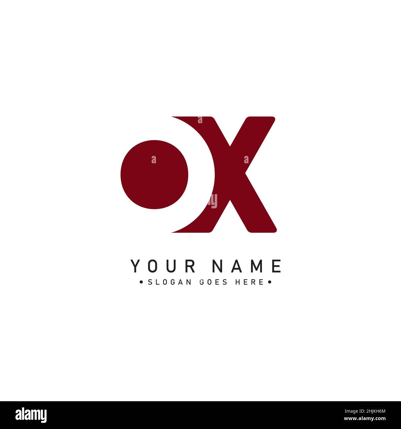 Initial Letter OX Logo - Simple Business Logo for Alphabet O and X - Monogram Vector Logo Template for Business Name Initials Stock Vector