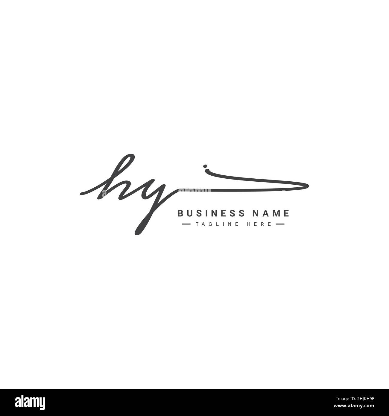 Initial Letter HY Logo - Handwritten Signature Style Logo - Minimal Vector Logo for Initials in handwriting style Stock Vector