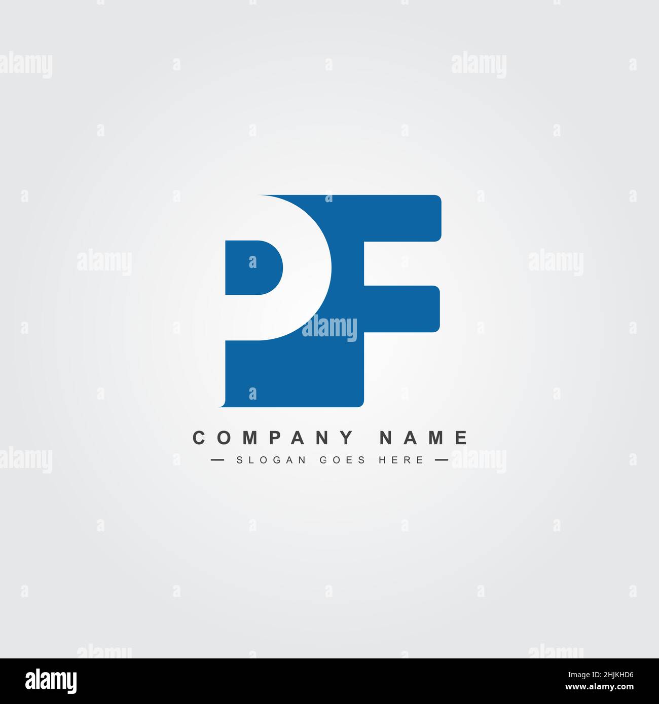 Initial Letter PF Logo - Minimal Business Logo for Alphabet P and F - Monogram Vector Logo Template for Business Name Initials Stock Vector
