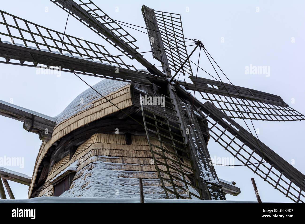 Dutch windmill's sails closeup Stock Photo