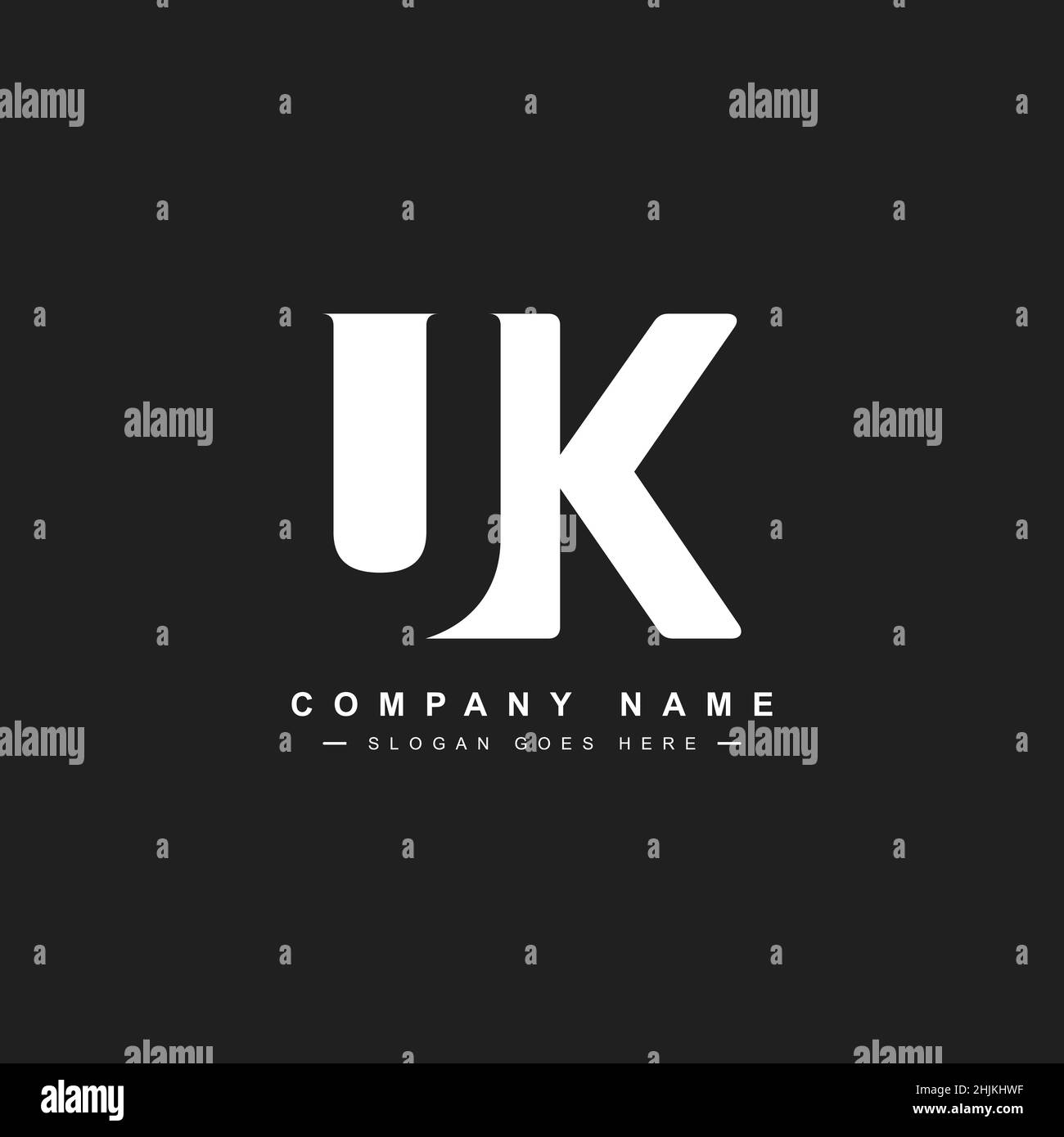 Minimal Business logo for Alphabet UK - Initial Letter U and K Logo - Monogram Vector Logo Template for Business Name Initials Stock Vector