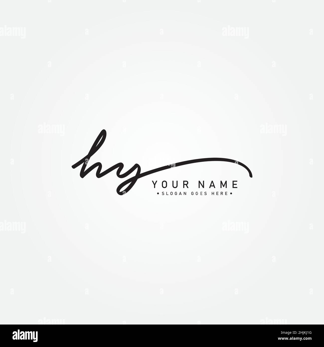 Initial Letter HY Logo - Hand Drawn Signature Logo - Minimal Vector Logo for Initials in handwriting style Stock Vector