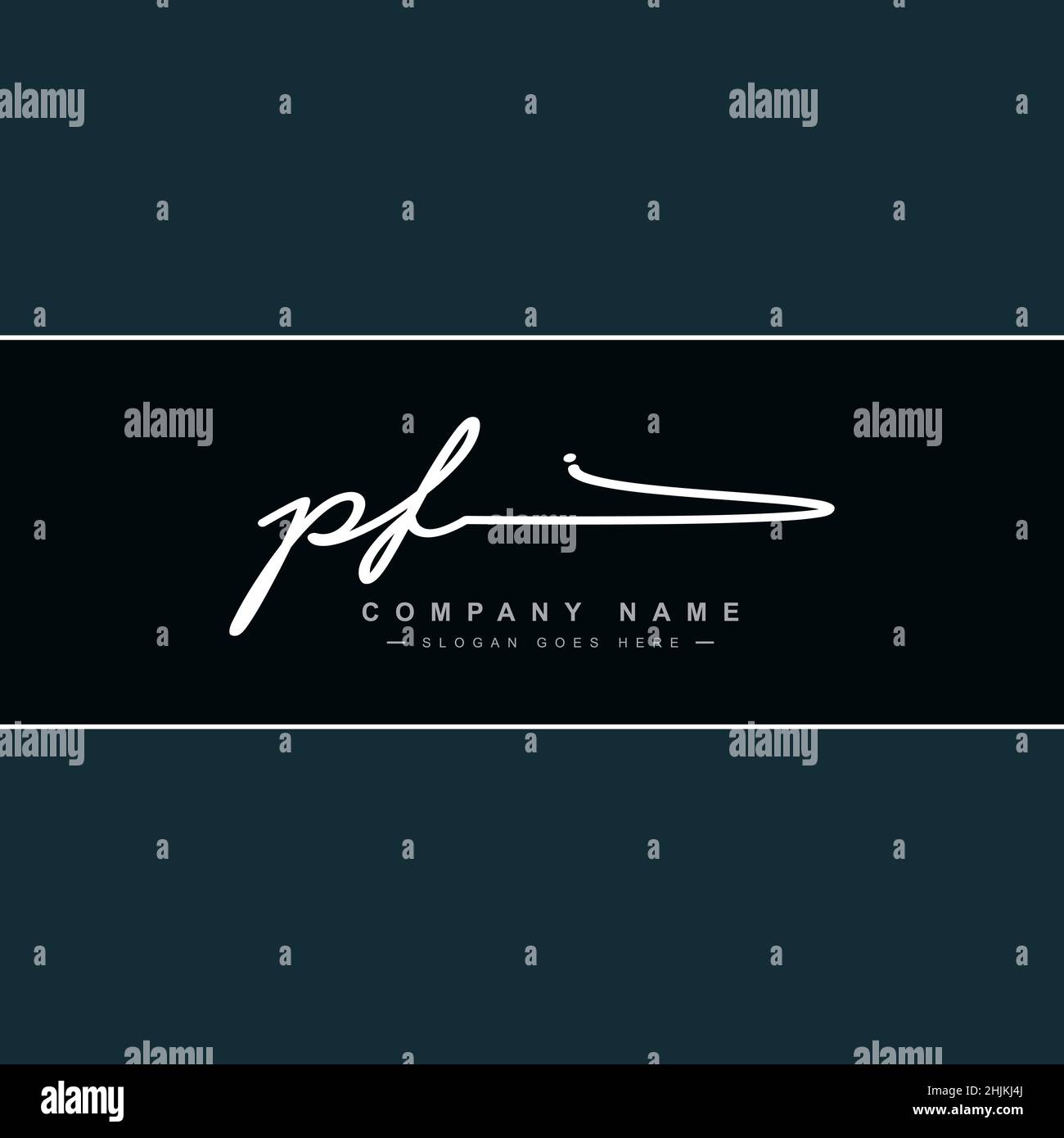 Initial Letter PF Logo - Handwritten Signature Style Logo - Minimal Vector Logo for Initials in handwriting style Stock Vector