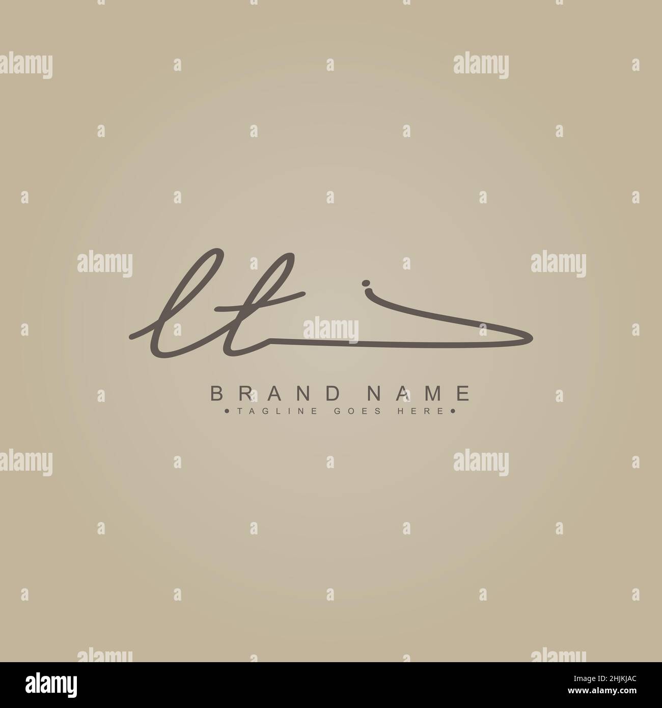 Initial Letter LT Logo - Handwritten Signature Style Logo - Minimal ...