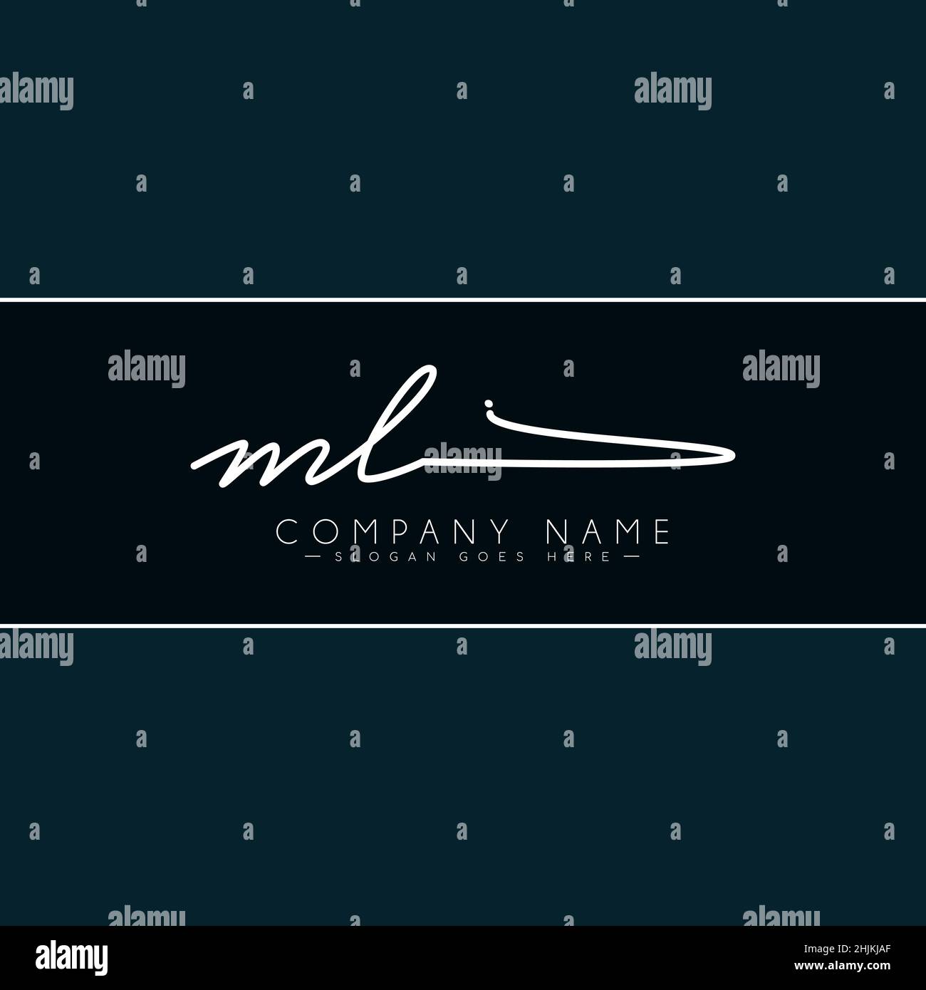 Initial Letter ML Logo - Handwritten Signature Style Logo - Minimal Vector Logo for Initials in handwriting style Stock Vector