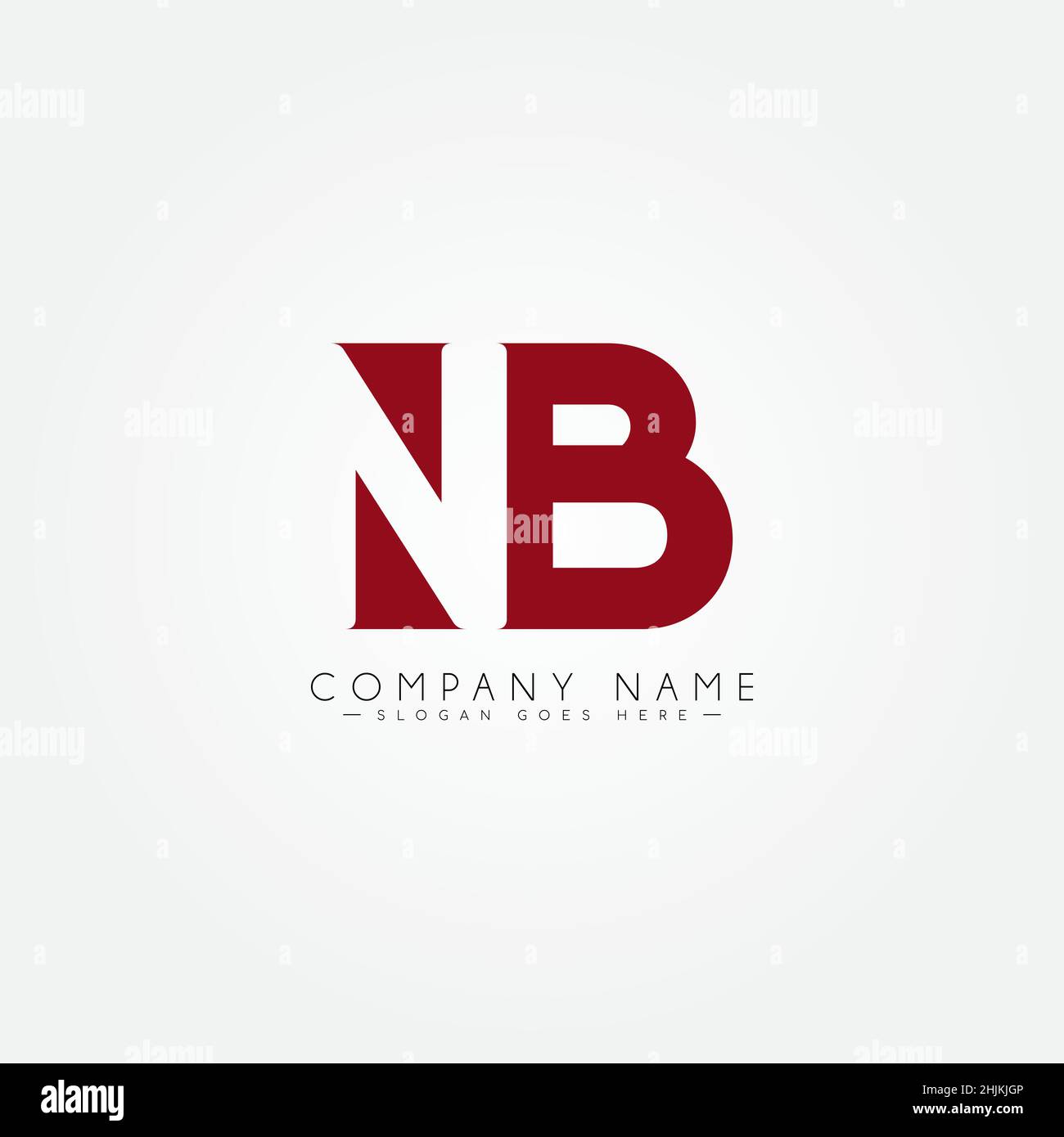 Initial Letter NB Logo - Minimal Business Logo for Alphabet N and B - Monogram Vector Logo Template for Business Name Initials Stock Vector