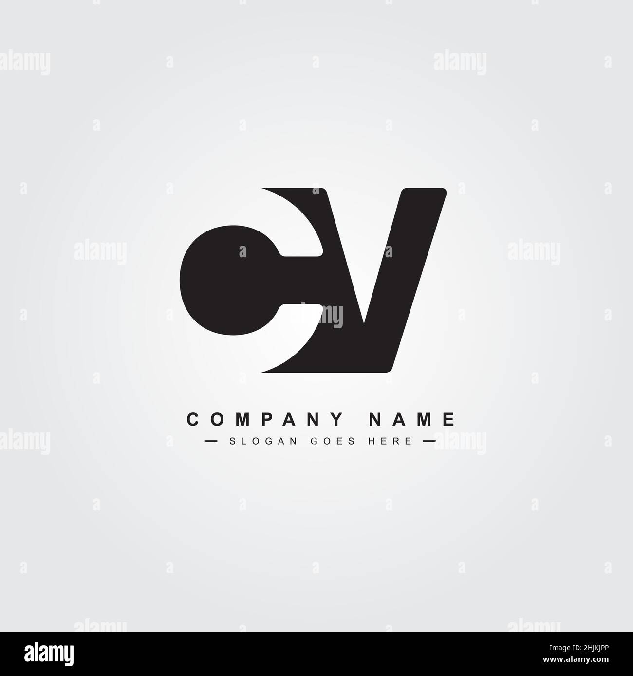 Simple Business Logo for Initial Letter CV - Alphabet Logo - Monogram Vector Logo Template for Business Name Initials Stock Vector