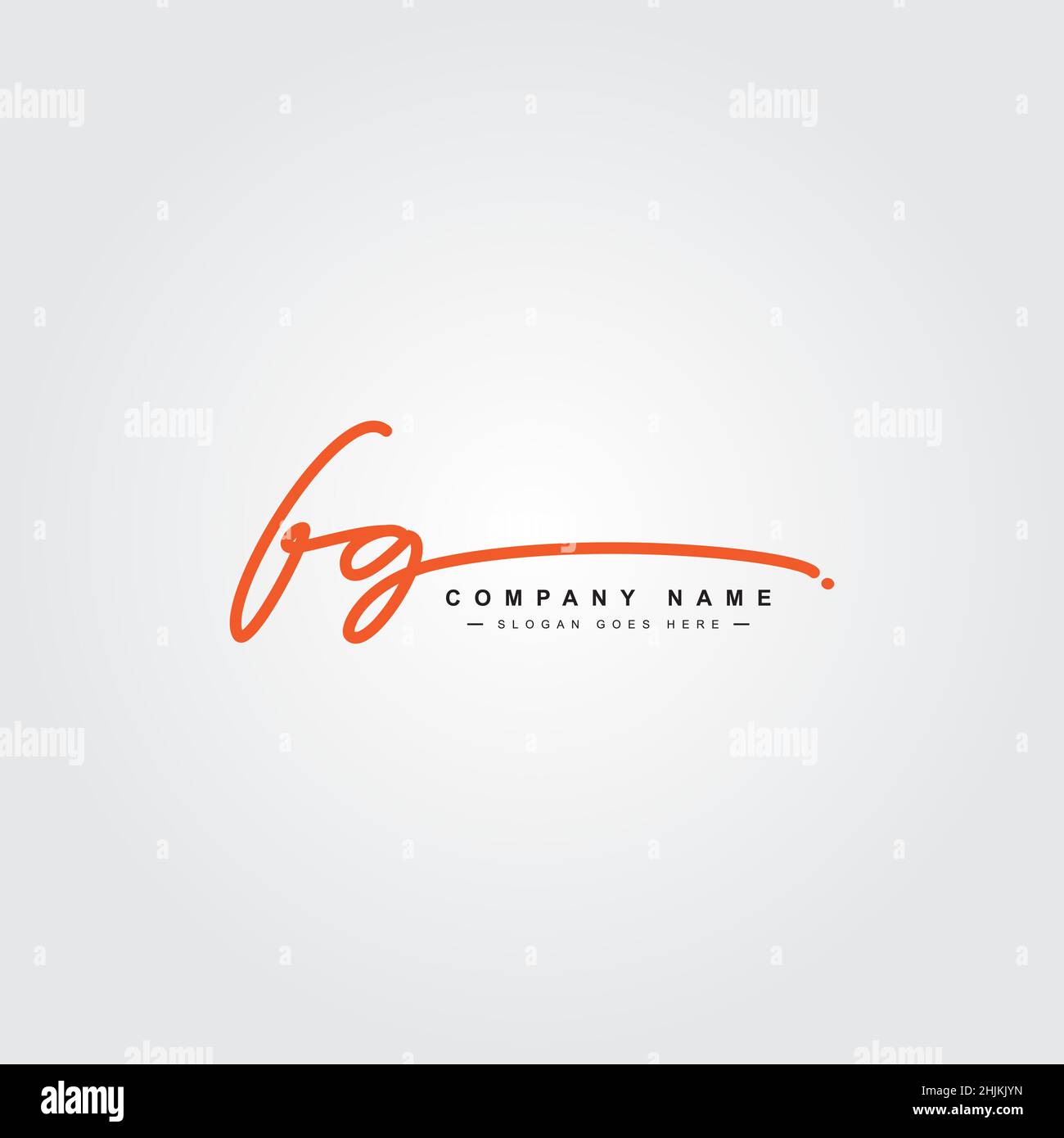 Initial Letter FG Logo - Hand Drawn Signature Logo - Minimal Vector Logo for Initials in handwriting style Stock Vector