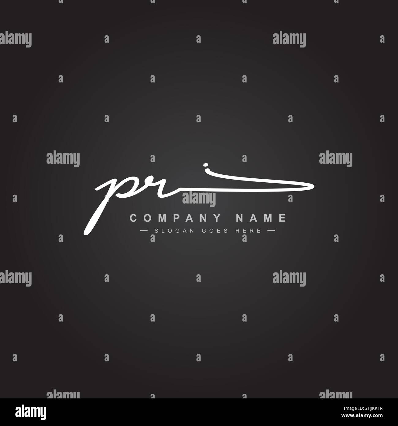 Initial Letter PR Logo - Hand Drawn Signature Style Logo - Minimal Vector Logo for Initials in handwriting style Stock Vector