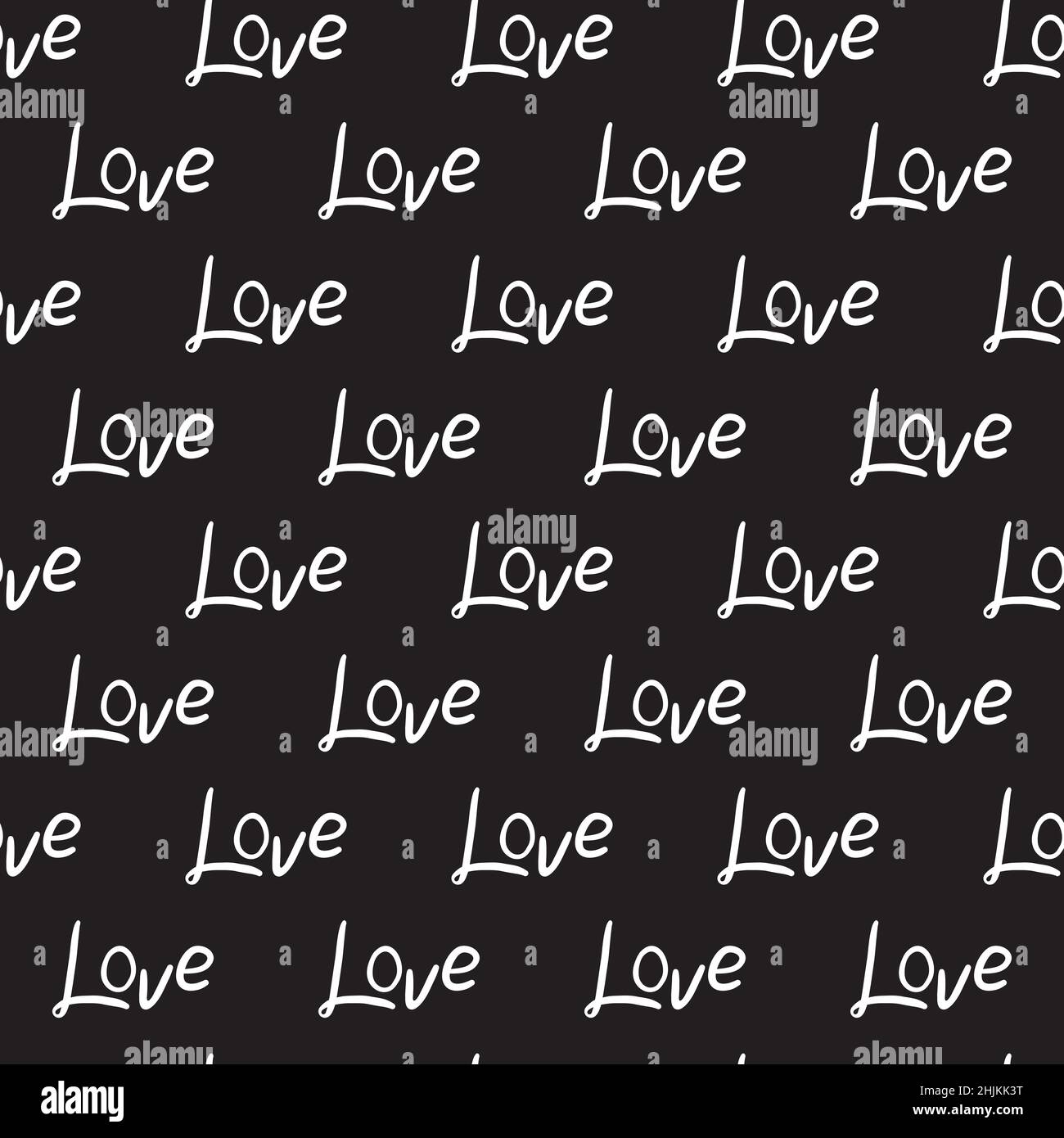Vector seamless pattern with the inscription "Love" on a black ...