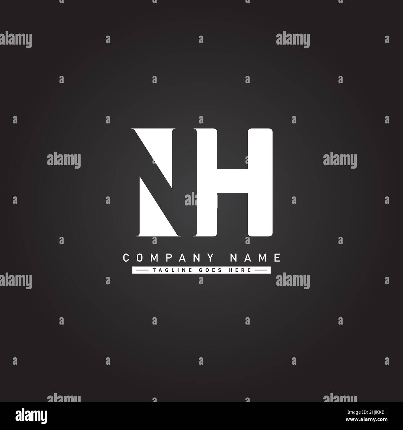 Minimal Business logo for Alphabet NH - Initial Letter N and H Logo - Monogram Vector Logo Template for Business Name Initials Stock Vector