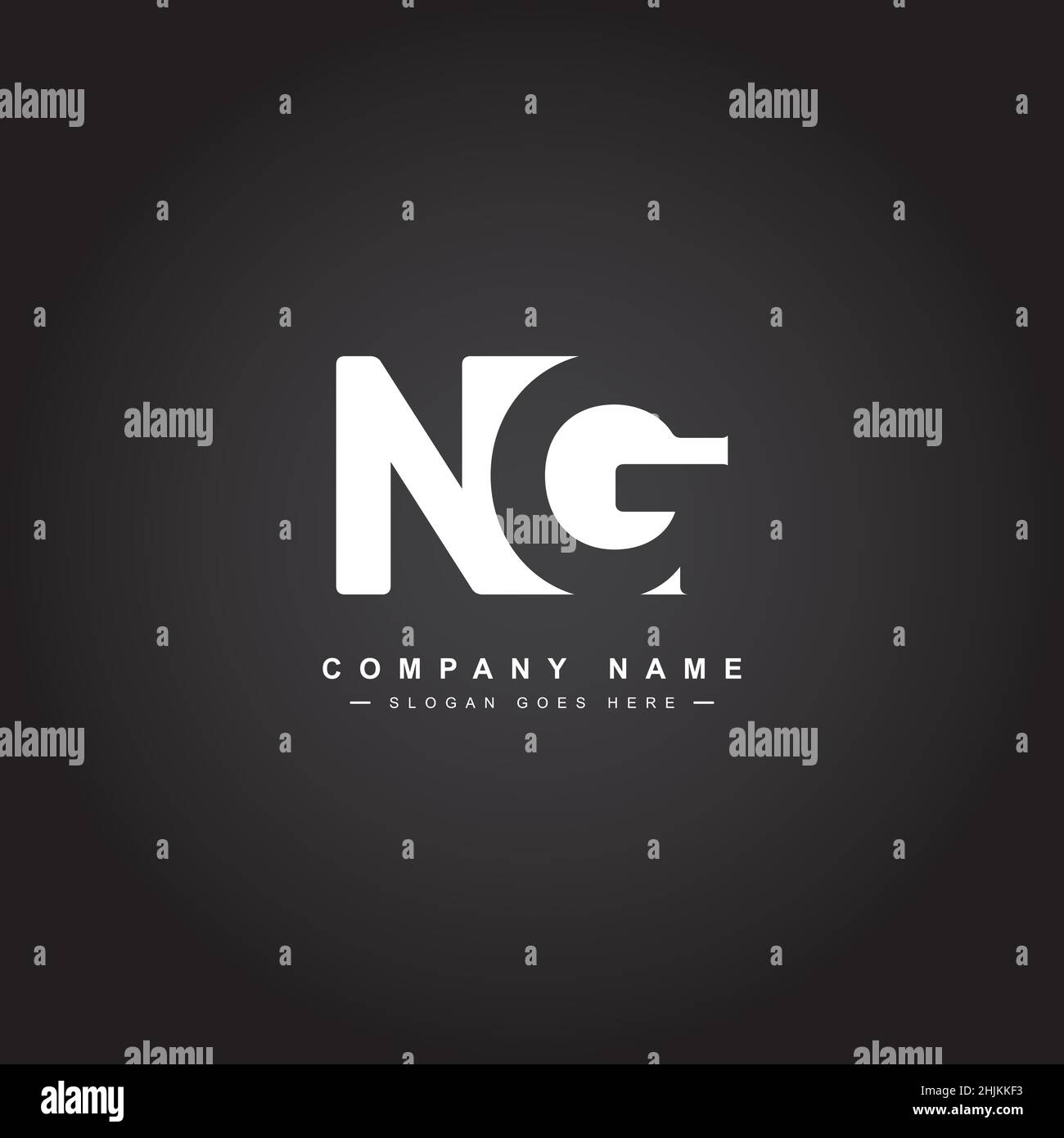 Minimal Business logo for Alphabet NG - Initial Letter N and G Logo - Monogram Vector Logo Template for Business Name Initials Stock Vector