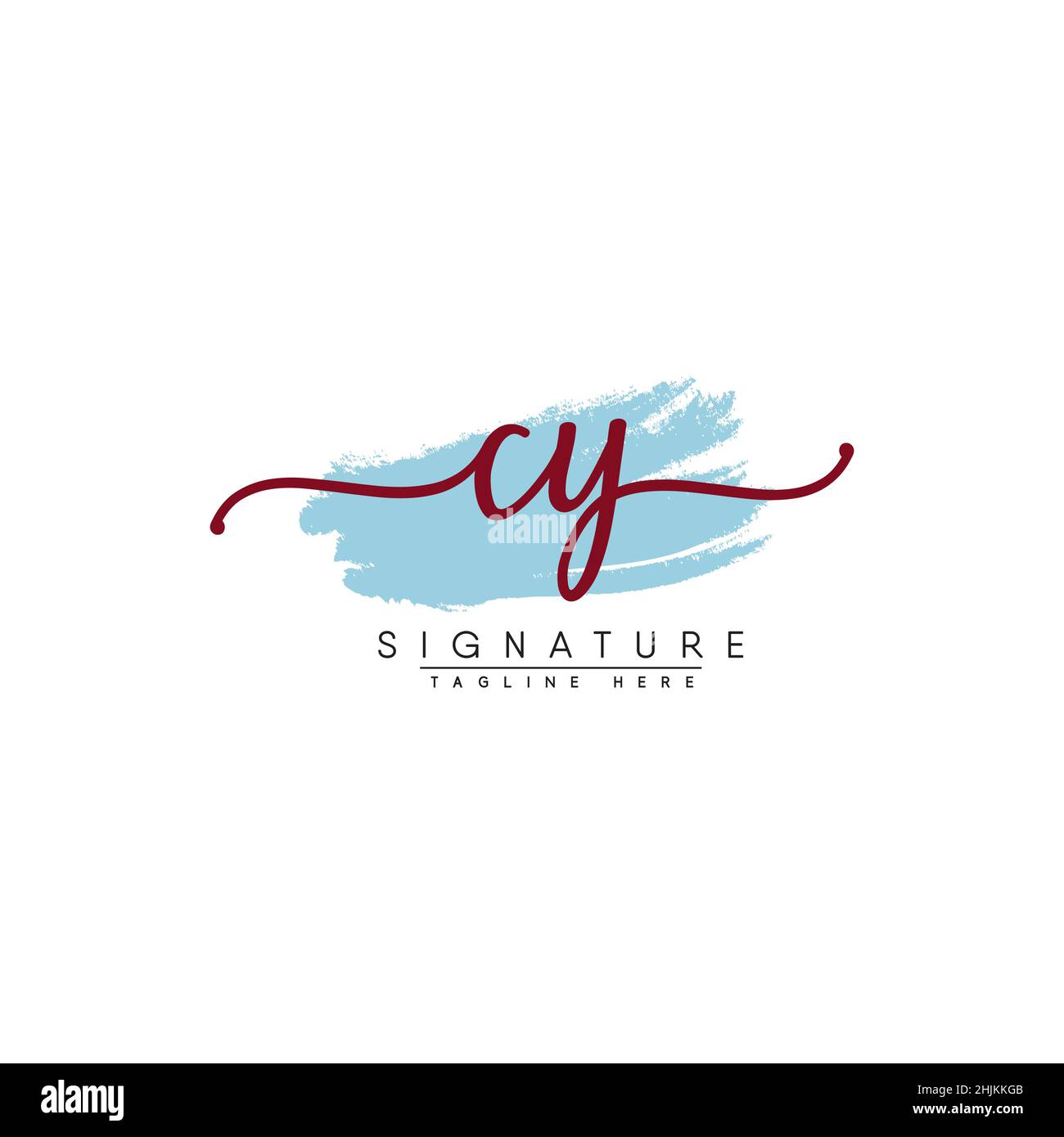 Initial Letter CY Logo - Hand Drawn Signature Logo - Minimal Vector Logo for Initials in handwriting style Stock Vector