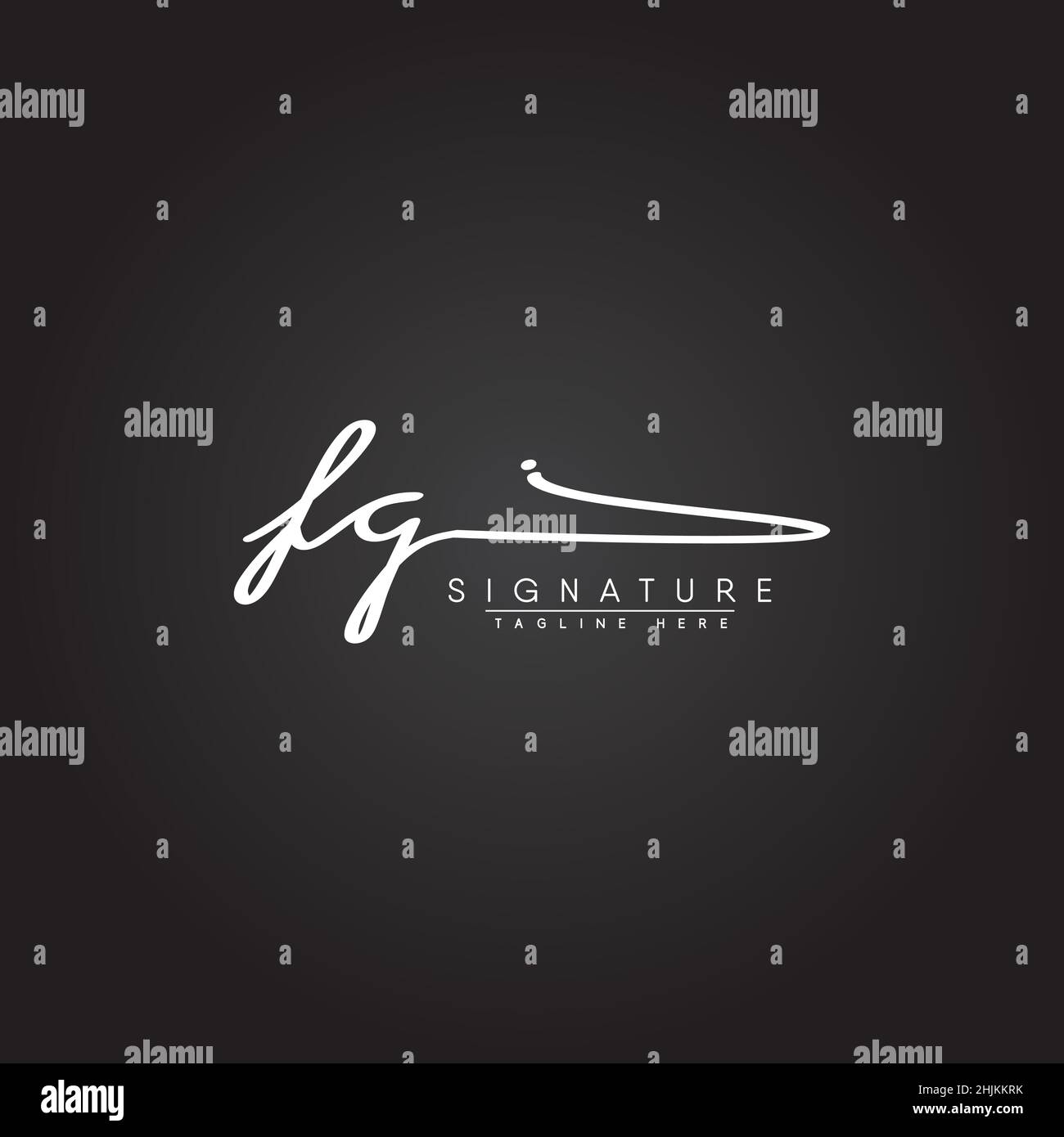 Initial Letter FG Logo - Handwritten Signature Style Logo - Minimal Vector Logo for Initials in handwriting style Stock Vector