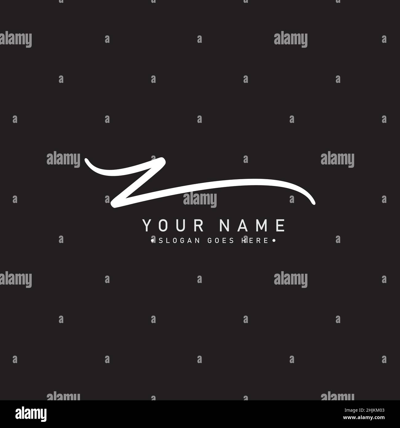 Handwritten Signature Logo For Initial Letter Z- Simple Signature Logo in Handwriting style for Business Name Initial Stock Vector