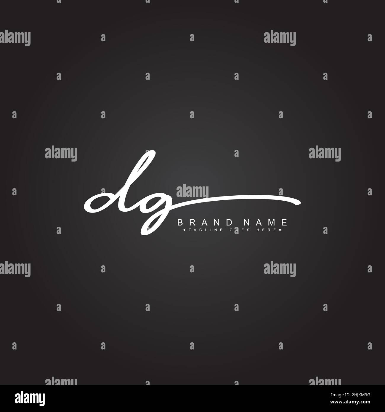 Initial Letter DG Logo - Handwritten Signature Logo - Minimal Vector Logo for Initials in handwriting style Stock Vector