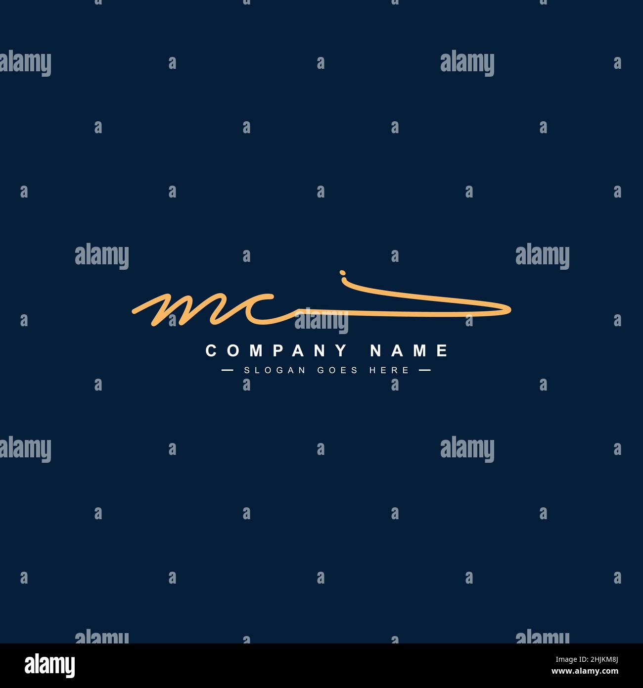 Initial Letter MC Logo - Handwritten Signature Style Logo - Minimal Vector Logo for Initials in handwriting style Stock Vector