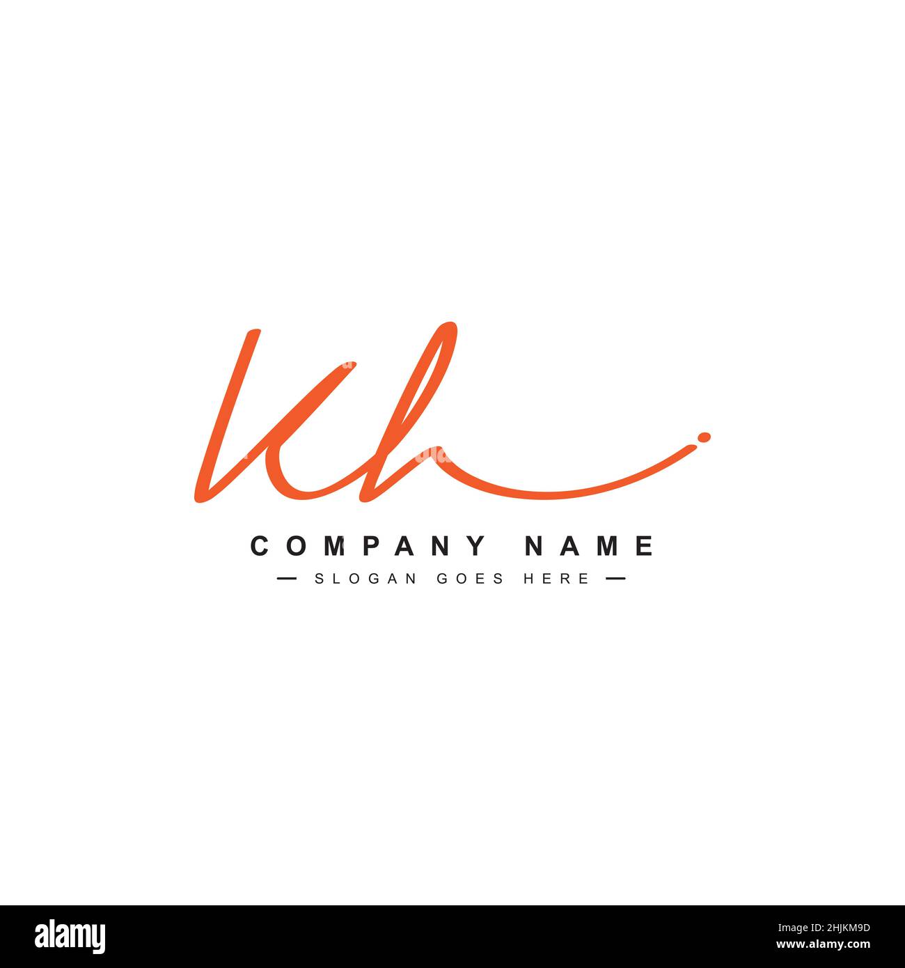 Initial Letter KH Logo - Handwritten Signature Logo - Minimal Vector Logo for Initials in handwriting style Stock Vector