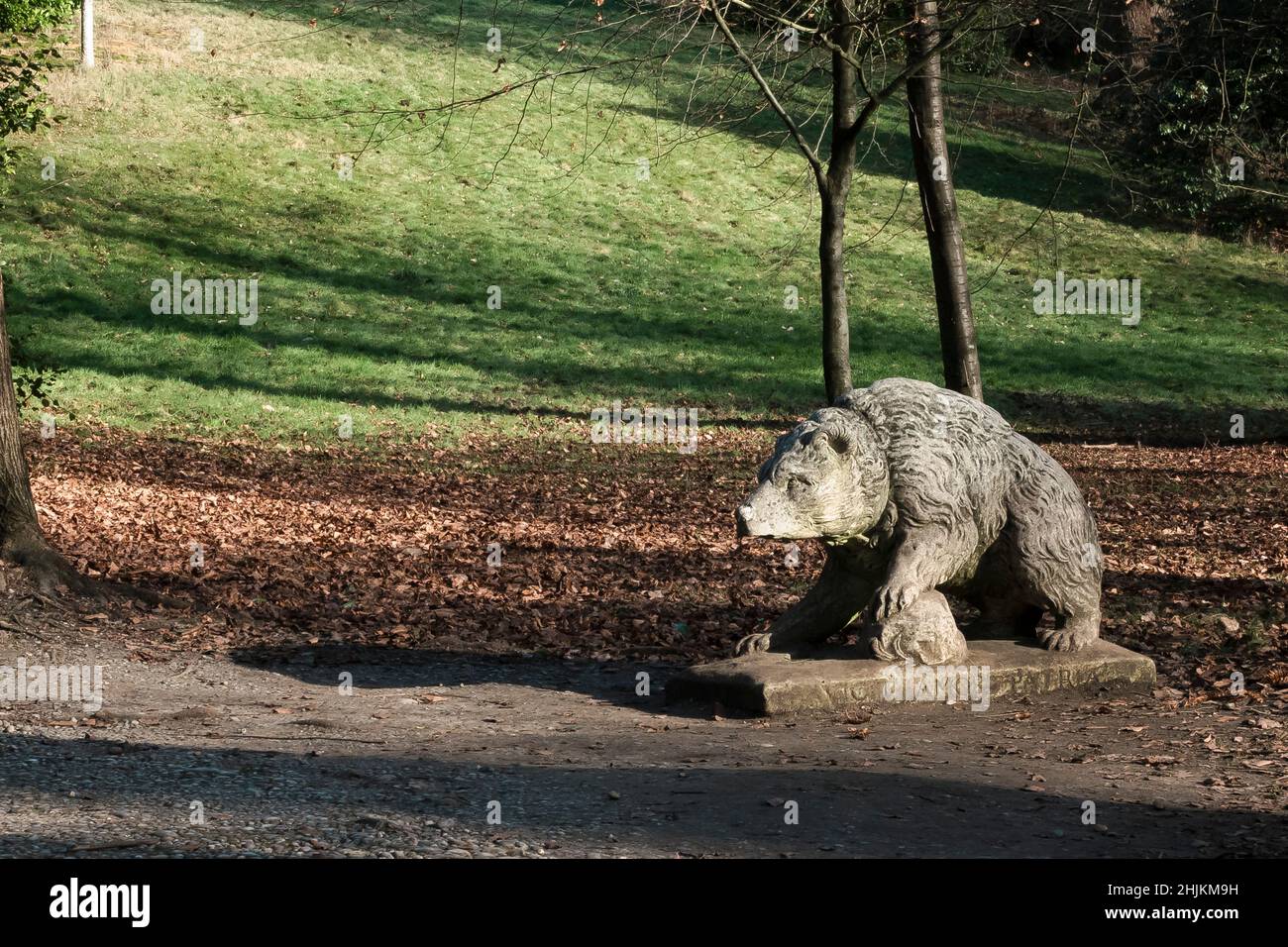 Bear statue at Claremont Landscape Gardens, Esher, Surrey Stock Photo