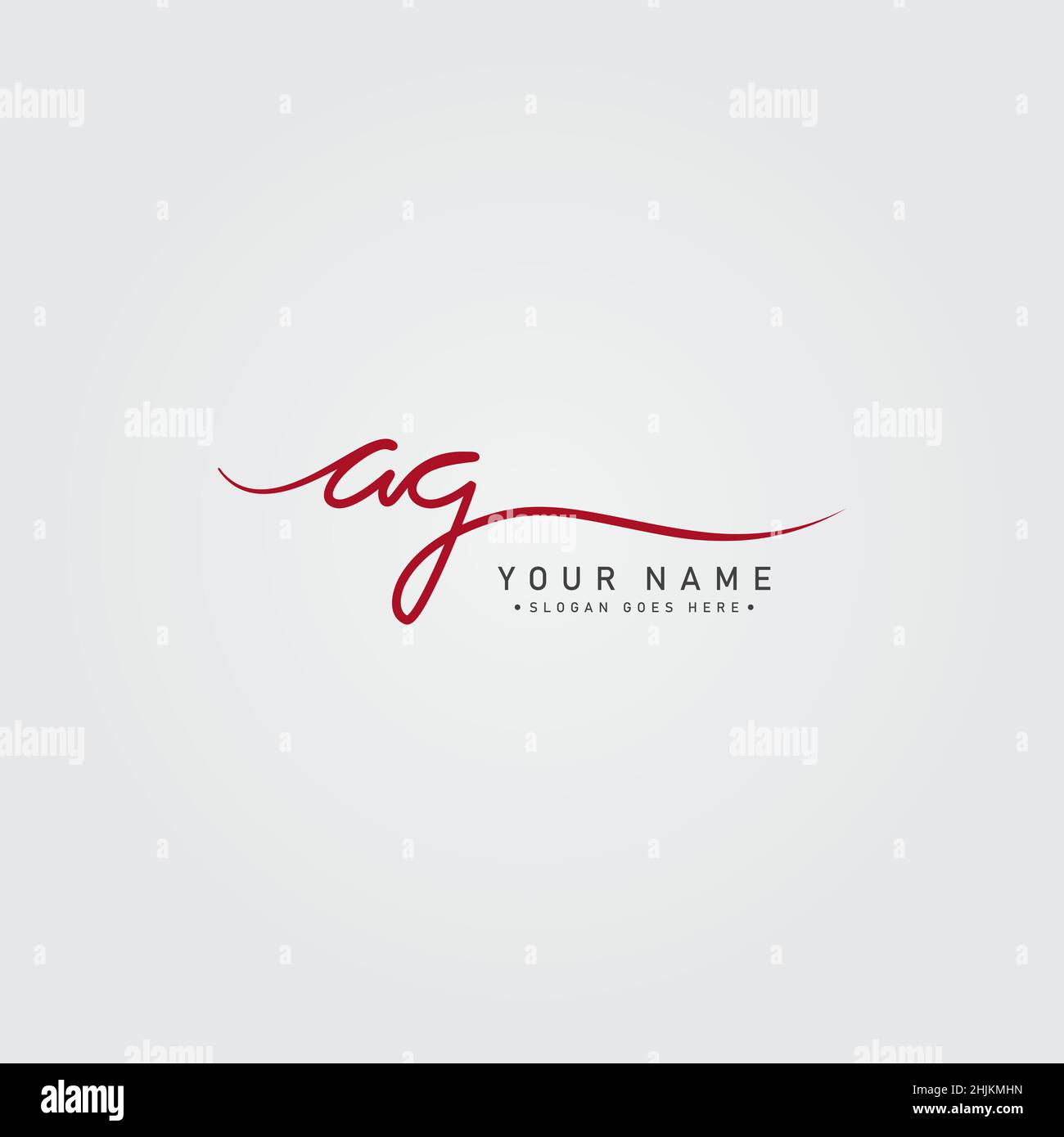 Initial Letter AG Logo - Hand Drawn Signature Style Logo - Minimal Vector Logo for Initials in handwriting style Stock Vector