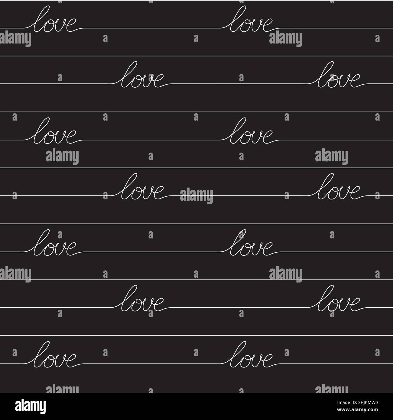 Vector seamless pattern with the inscription "Love" on a black ...