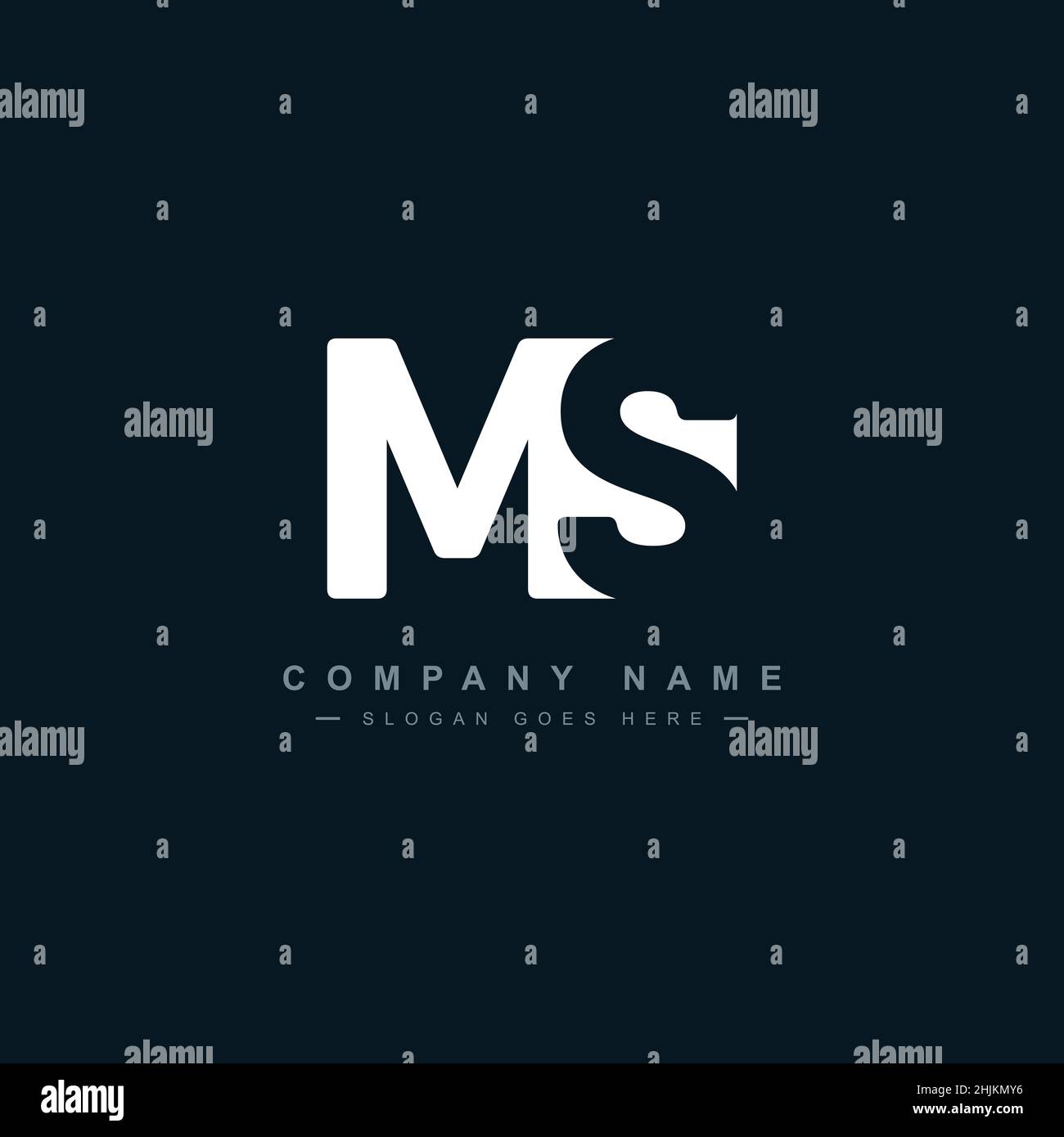 Initial Letter MS Logo - Minimal Business Logo for Alphabet M and S - Monogram Vector Logo Template for Business Name Initials Stock Vector
