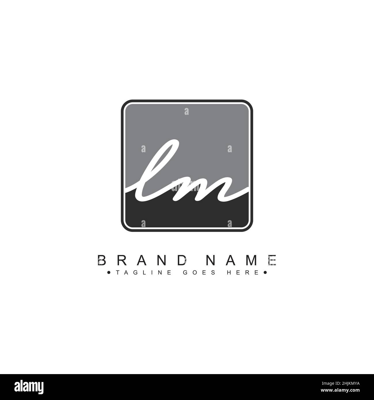 Initial Letter LM Logo - Hand Drawn Signature Logo - Minimal Vector Logo for Initials in handwriting style Stock Vector