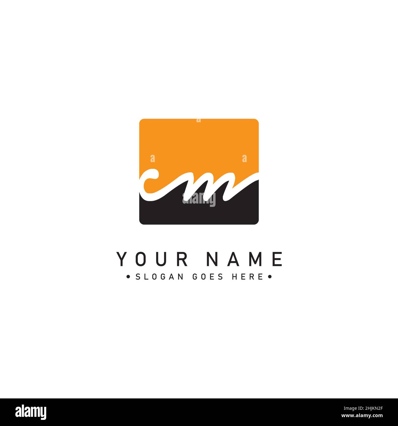 Initial Letter CM Logo - Handwritten Signature Logo - Minimal Vector Logo for Initials in handwriting style Stock Vector