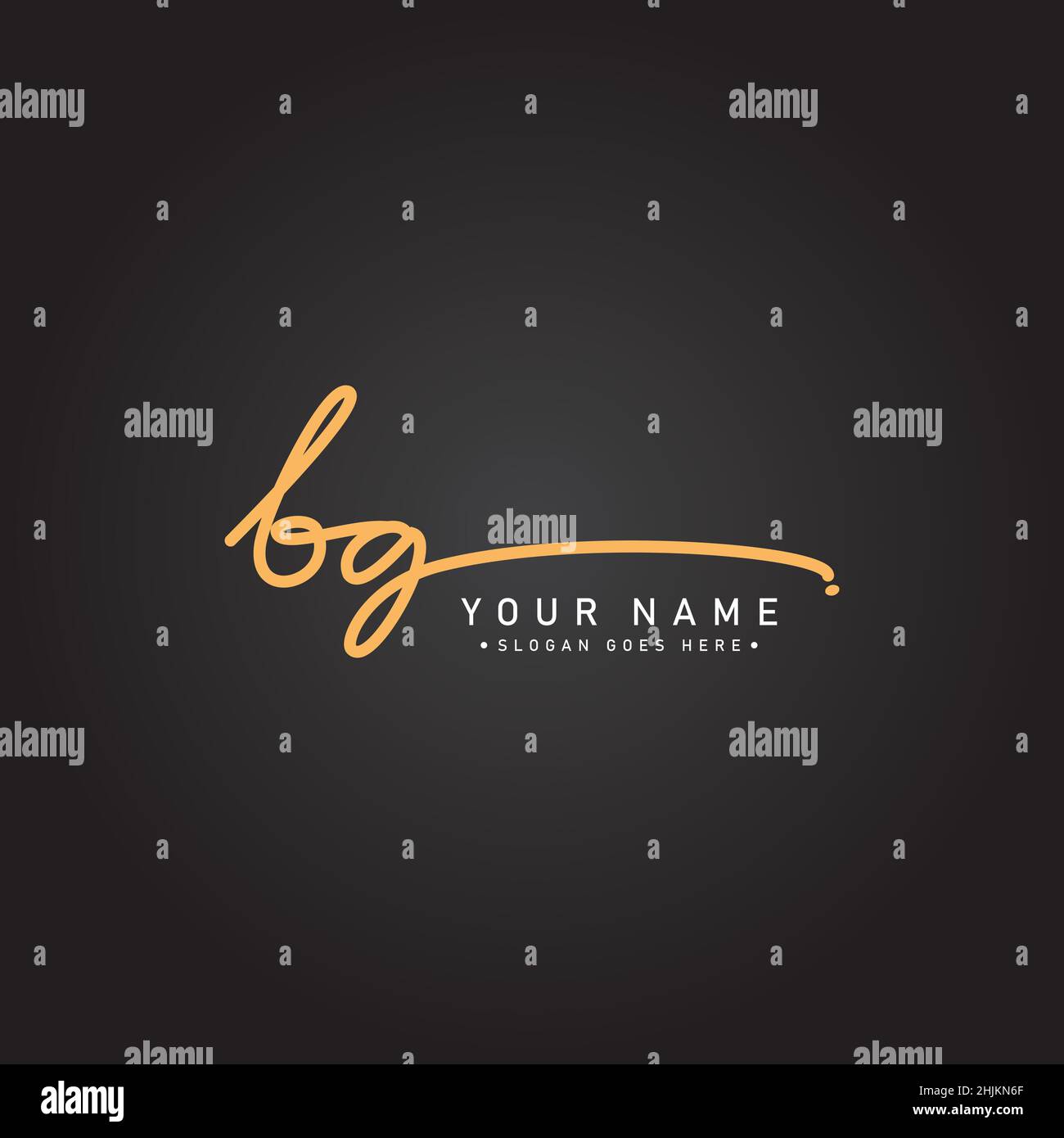 Initial Letter BG Logo - Handwritten Signature Logo - Minimal Vector Logo for Initials in handwriting style Stock Vector