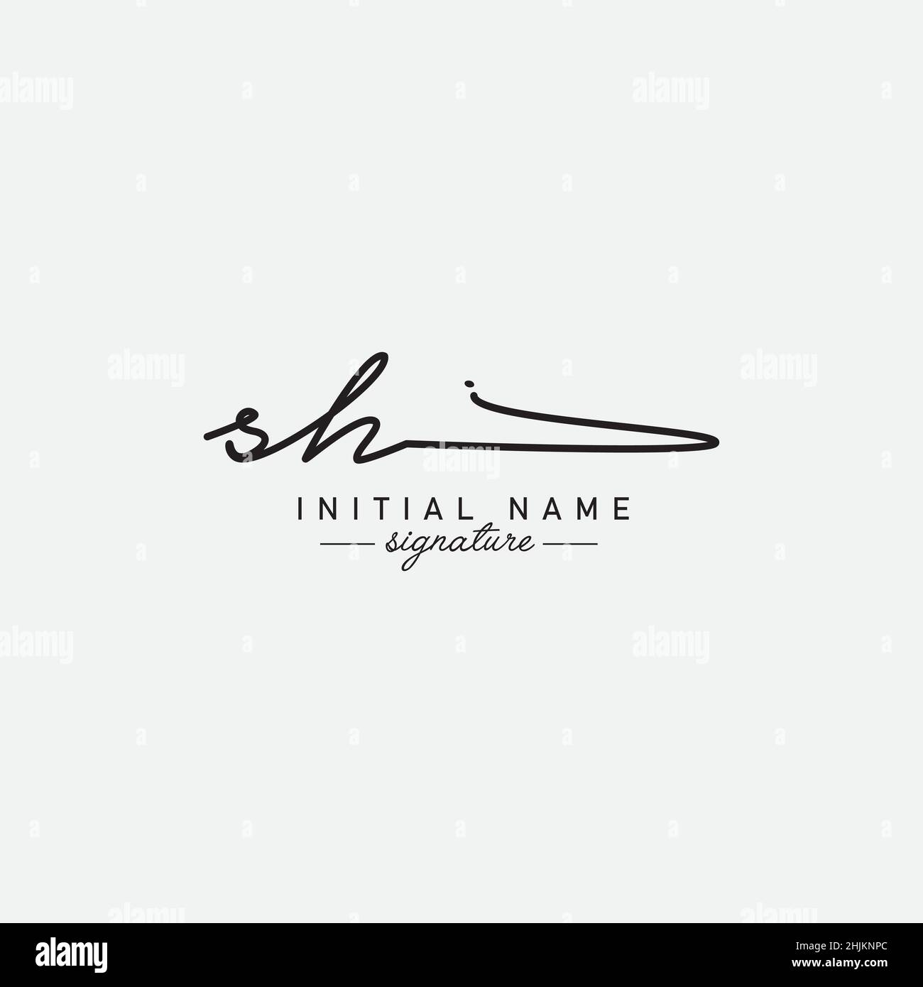 Initial Letter SH Logo Hand Drawn Signature Logo Minimal Vector