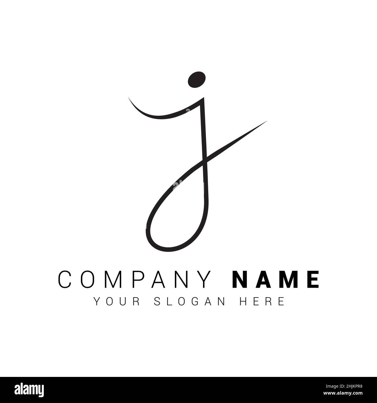 J Letter Signature Logo - J letter Initial Logo - Logo for Company Name Starts with Letter J - Simple Signature Logo in Handwritten style Stock Vector