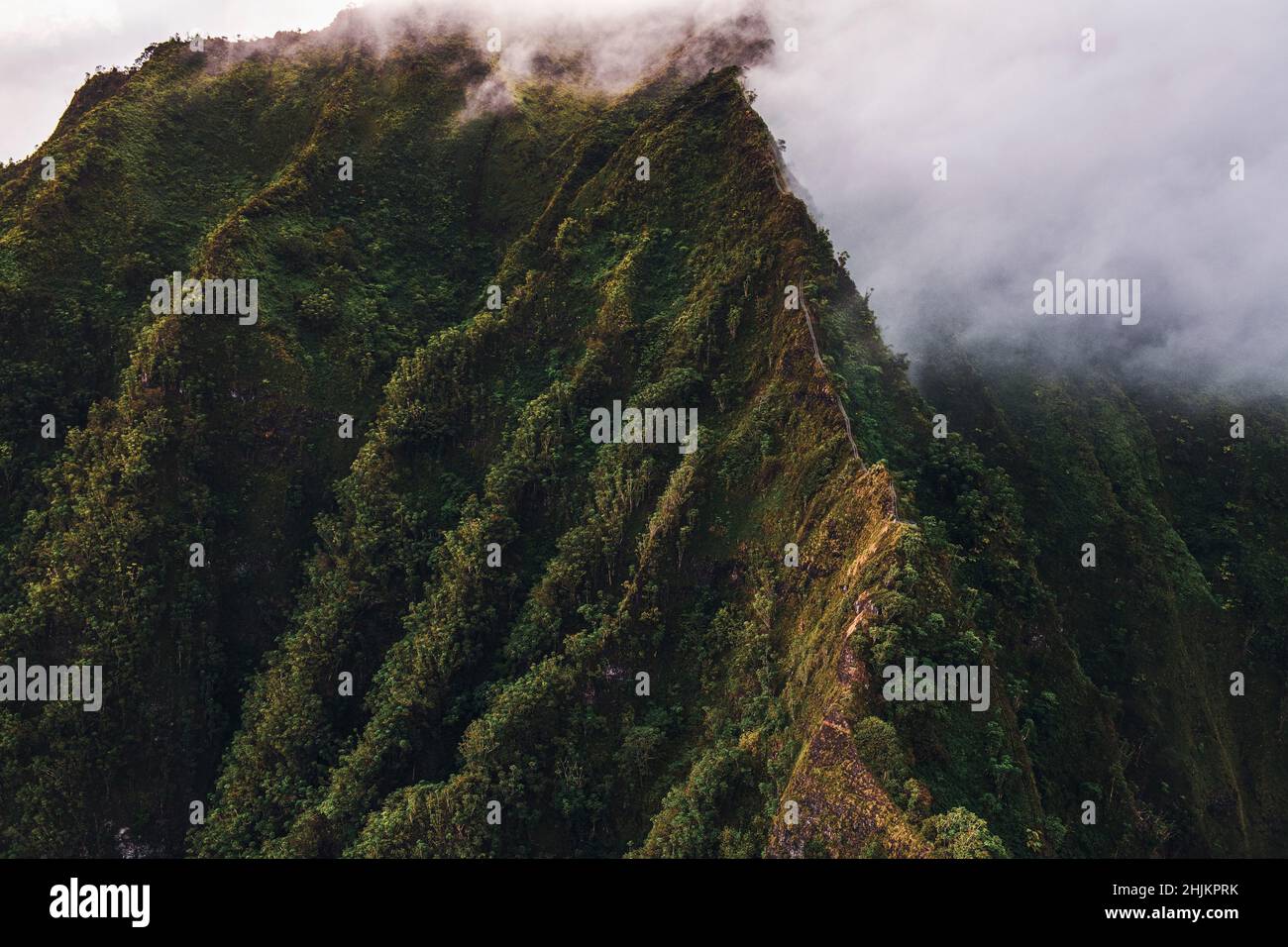 Aerial view of Oahu, Hawaii Stock Photo