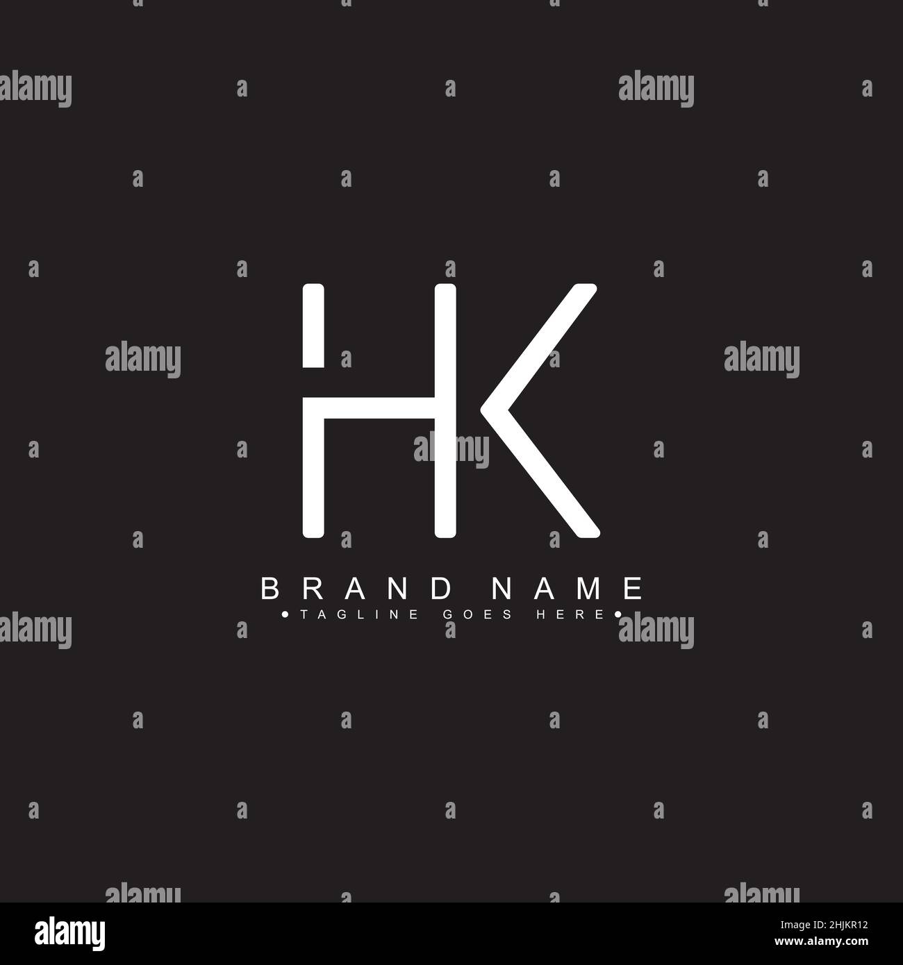Minimal Business logo for Alphabet HK - Initial Letter H and K Logo - Monogram Vector Logo Template for Business Name Initials Stock Vector