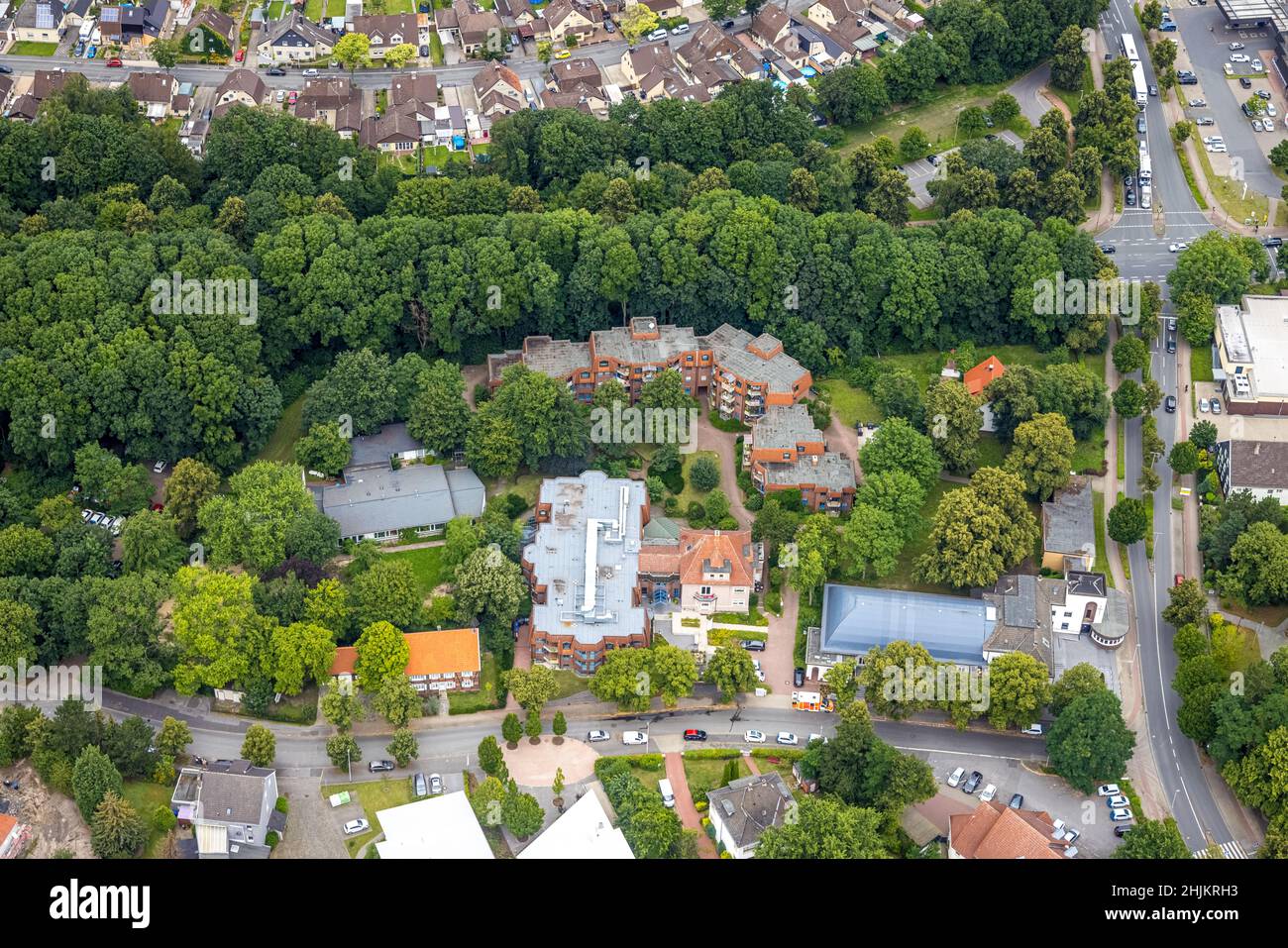 Aerial view, Altenzentrum St. Victor, Herringen, Hamm, Ruhr area, North Rhine-Westphalia, Germany, retirement home, nursing home, care and nursing, DE Stock Photo