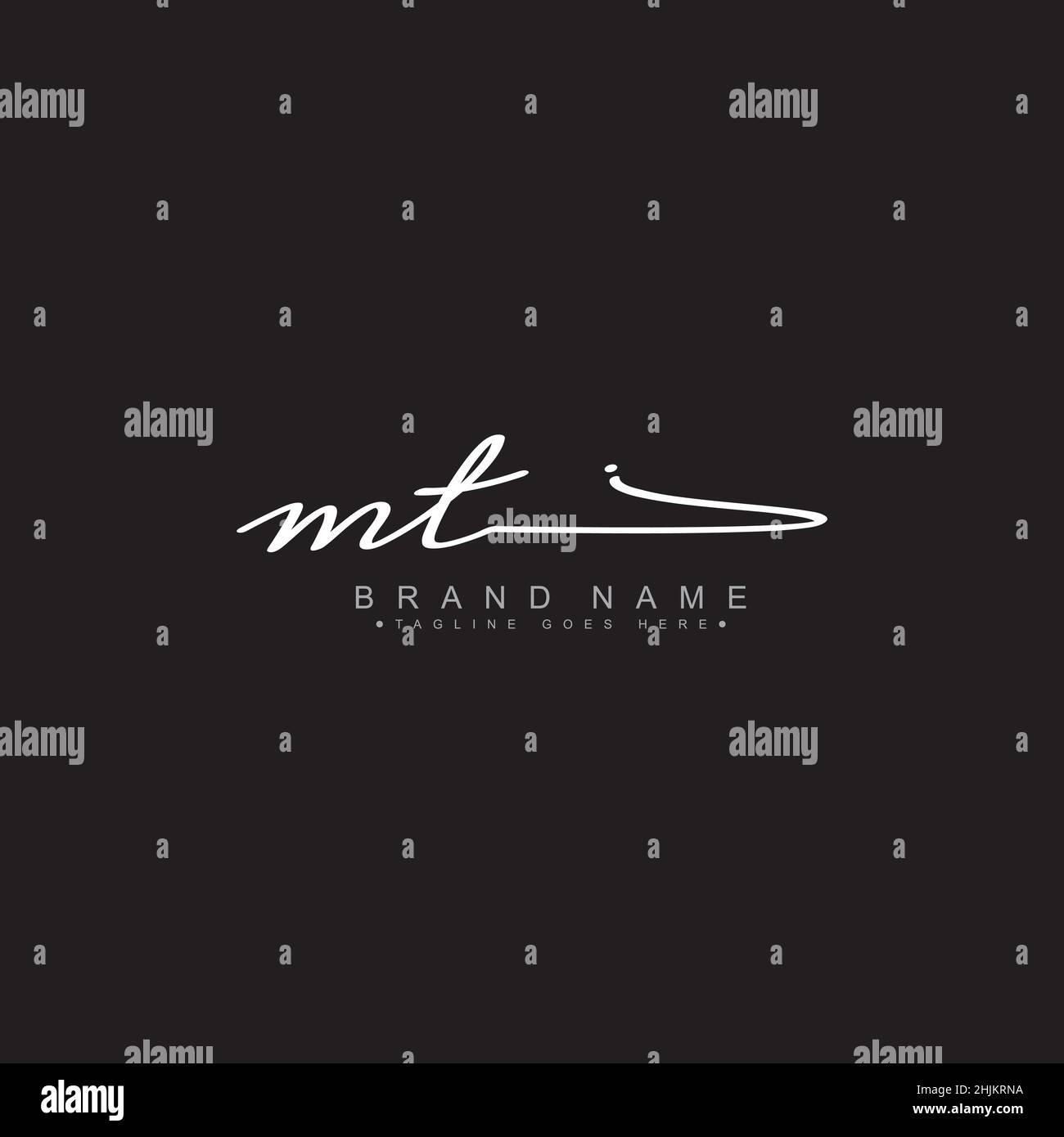 Initial Letter MT Logo - Hand Drawn Signature Style Logo - Minimal Vector Logo for Initials in handwriting style Stock Vector