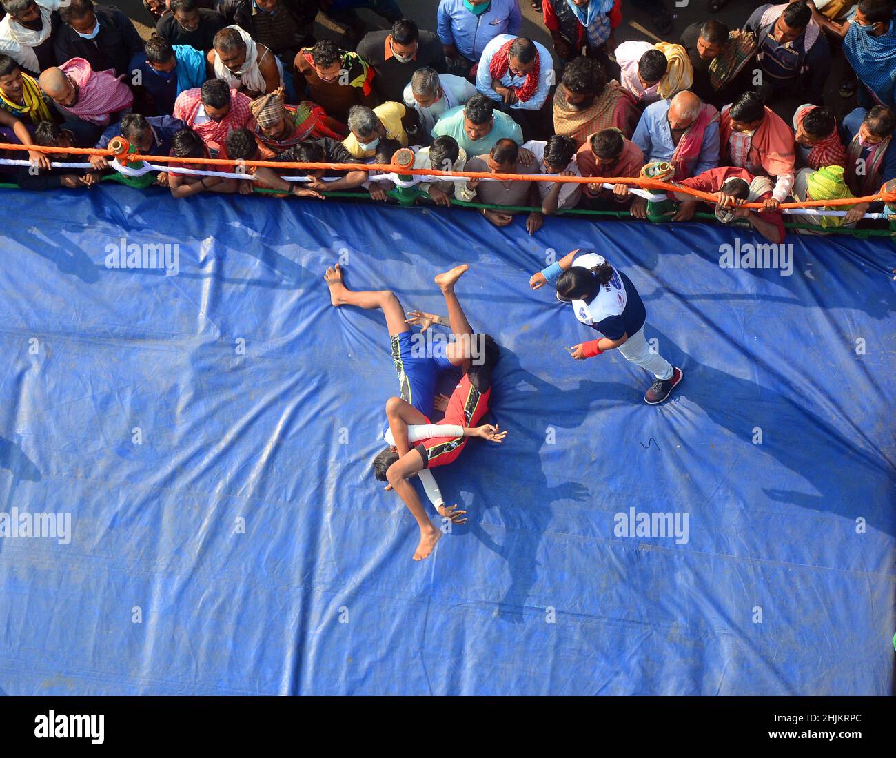 Kolkata, India. 30th Jan, 2022. A male and female wrestling and 4th State Belt Wrestling Championship was organized in the memory of Mahatma Gandhi. (Photo by Rahul Sadhukhan/Pacific Press/Sipa USA) Credit: Sipa USA/Alamy Live News Stock Photo