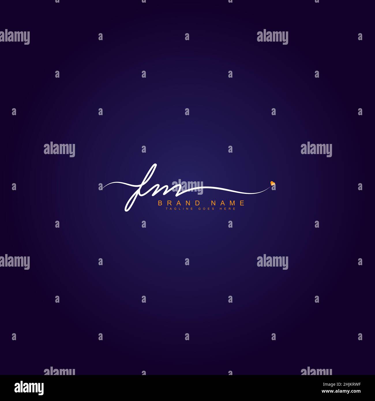 Initial Letter FM Logo - Hand Drawn Signature Style Logo - Minimal ...
