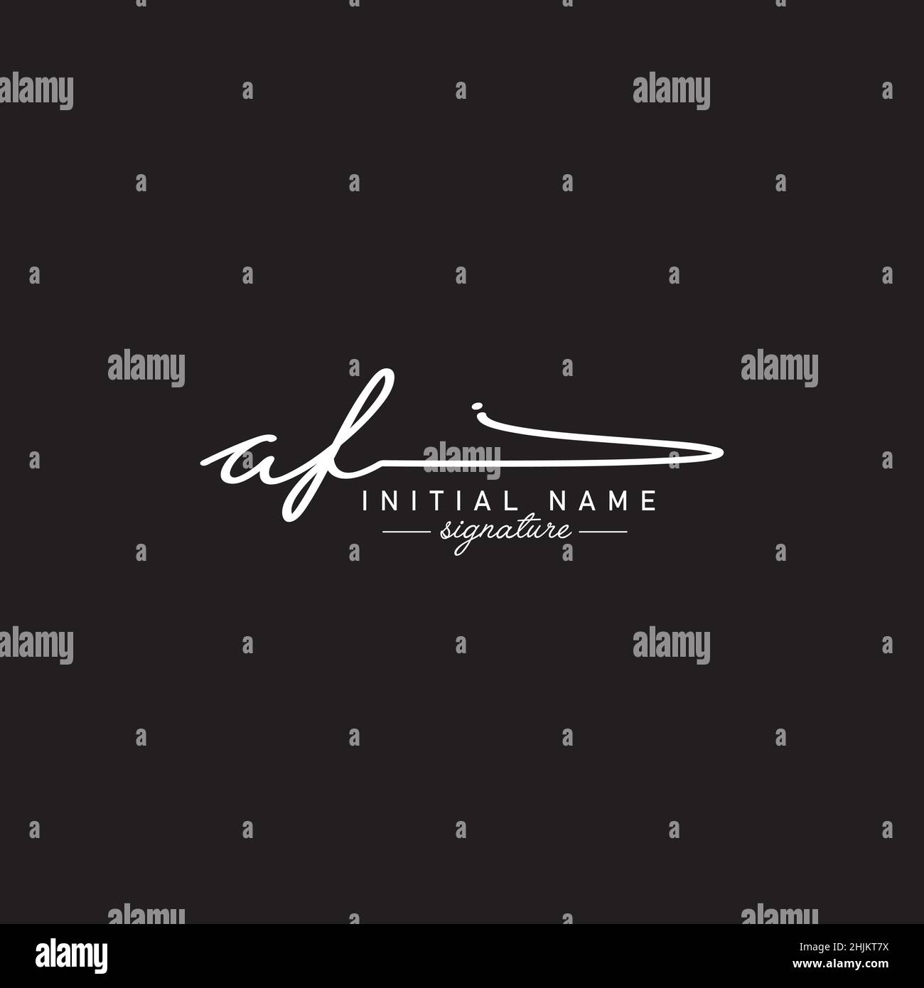 Initial Letter AF Logo - Handwritten Signature Style Logo - Minimal Vector Logo for Initials in handwriting style Stock Vector