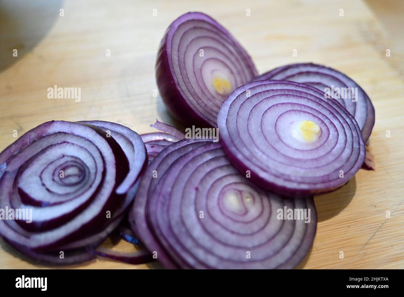 sliced red onions, great cooking ingredients Stock Photo