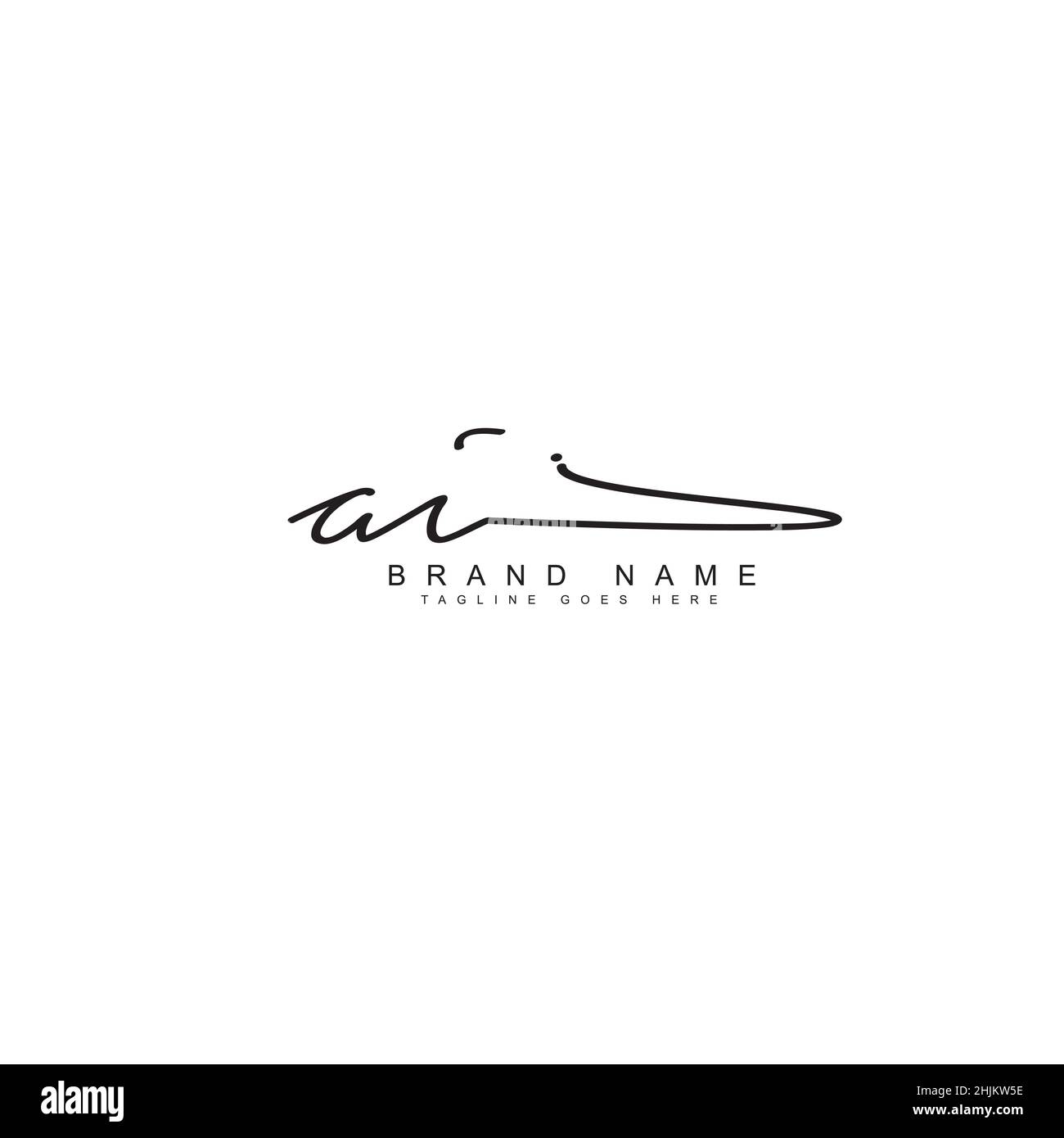 Initial Letter AI Logo - Hand Drawn Signature Style Logo - Minimal Vector Logo for Initials in handwriting style Stock Vector