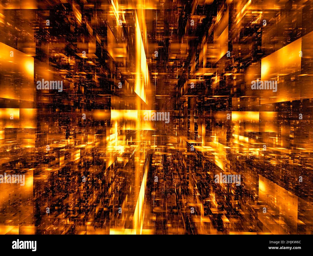 Inside futuristic golden room - abstract 3d illustration Stock Photo