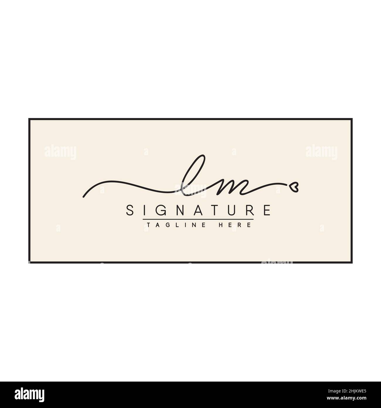 Initial Letter LM Logo - Handwritten Signature Style Logo - Minimal Vector Logo for Initials in handwriting style Stock Vector