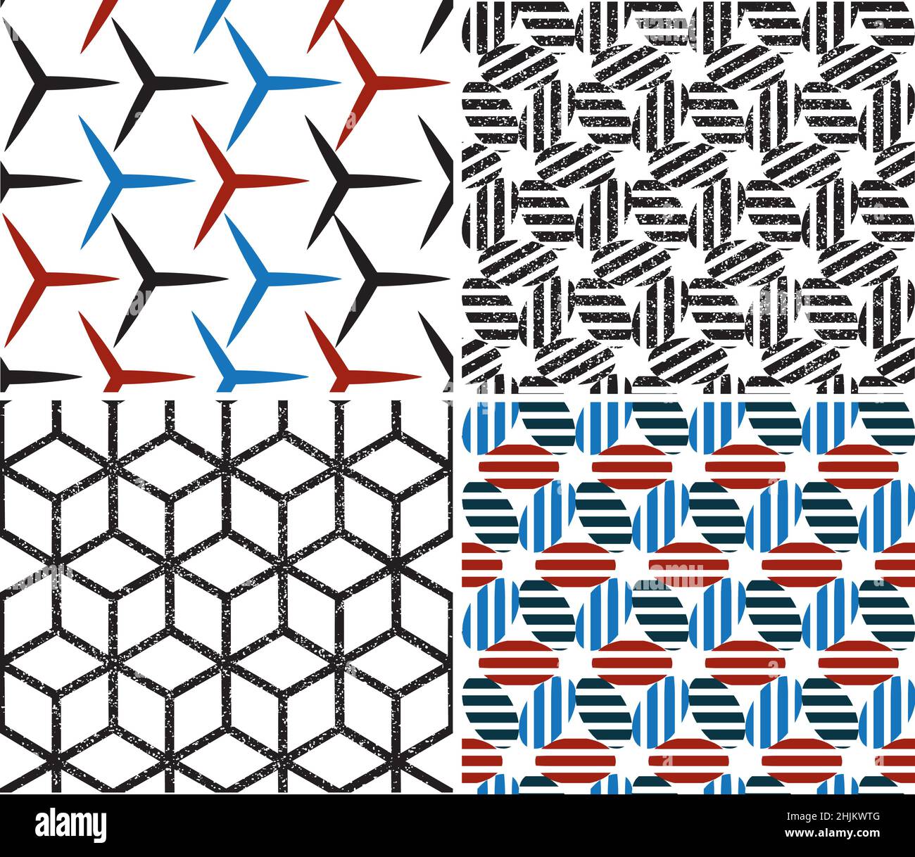 4 different vector patterns in the same package(eps). One pattern is paid and 3 are free (white dividing lines) Stock Vector