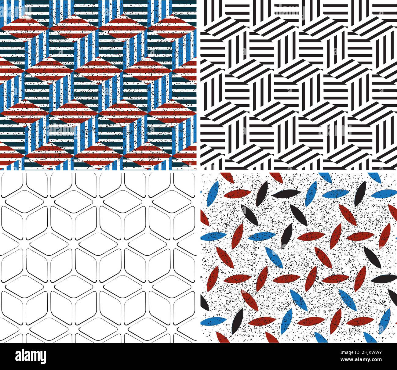 4 different vector patterns in the same package(eps). One pattern is paid and 3 are free (white dividing lines) Stock Vector