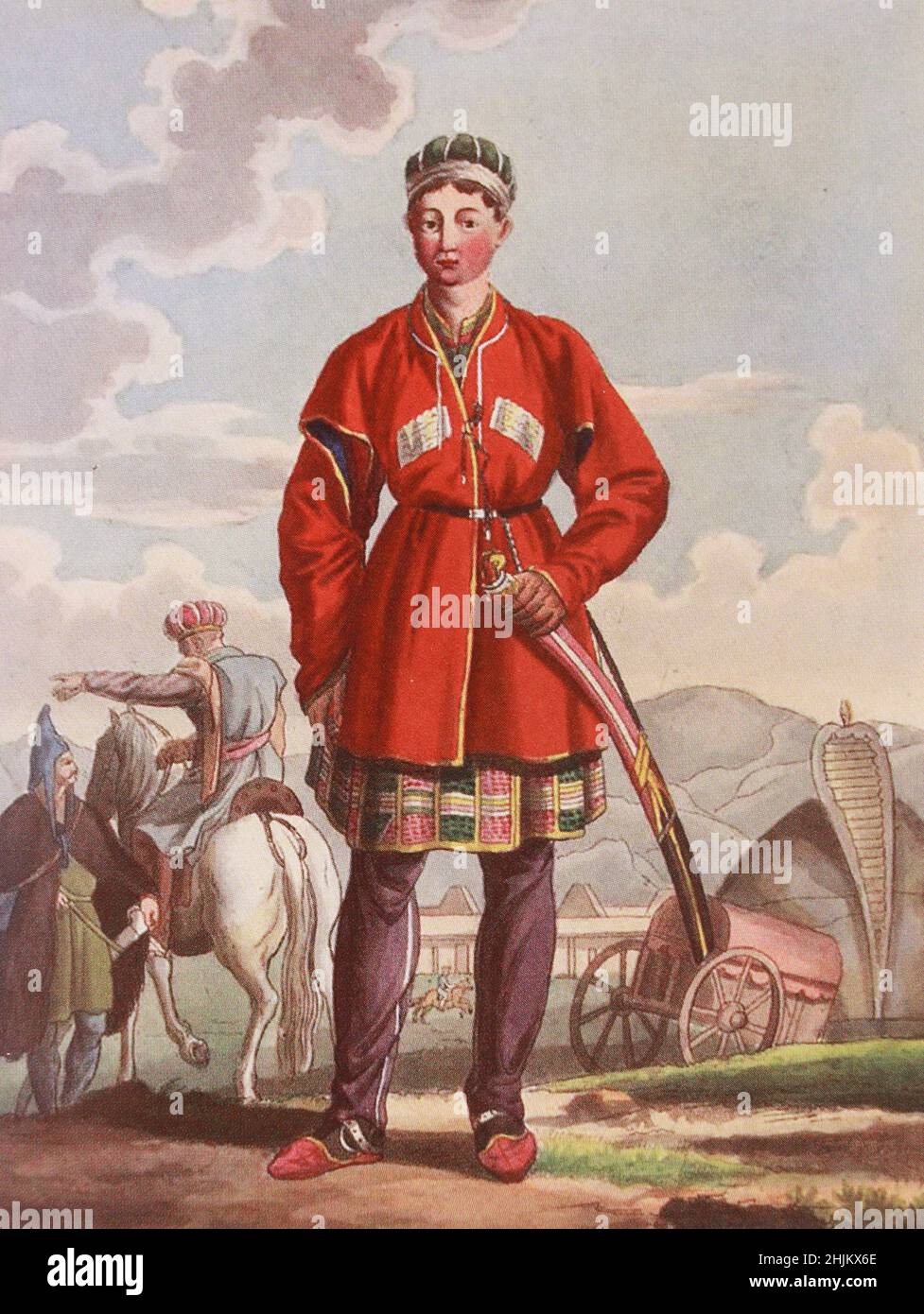 Prince of the Nogai Tatars. Engraving of the 19th century. Stock Photo