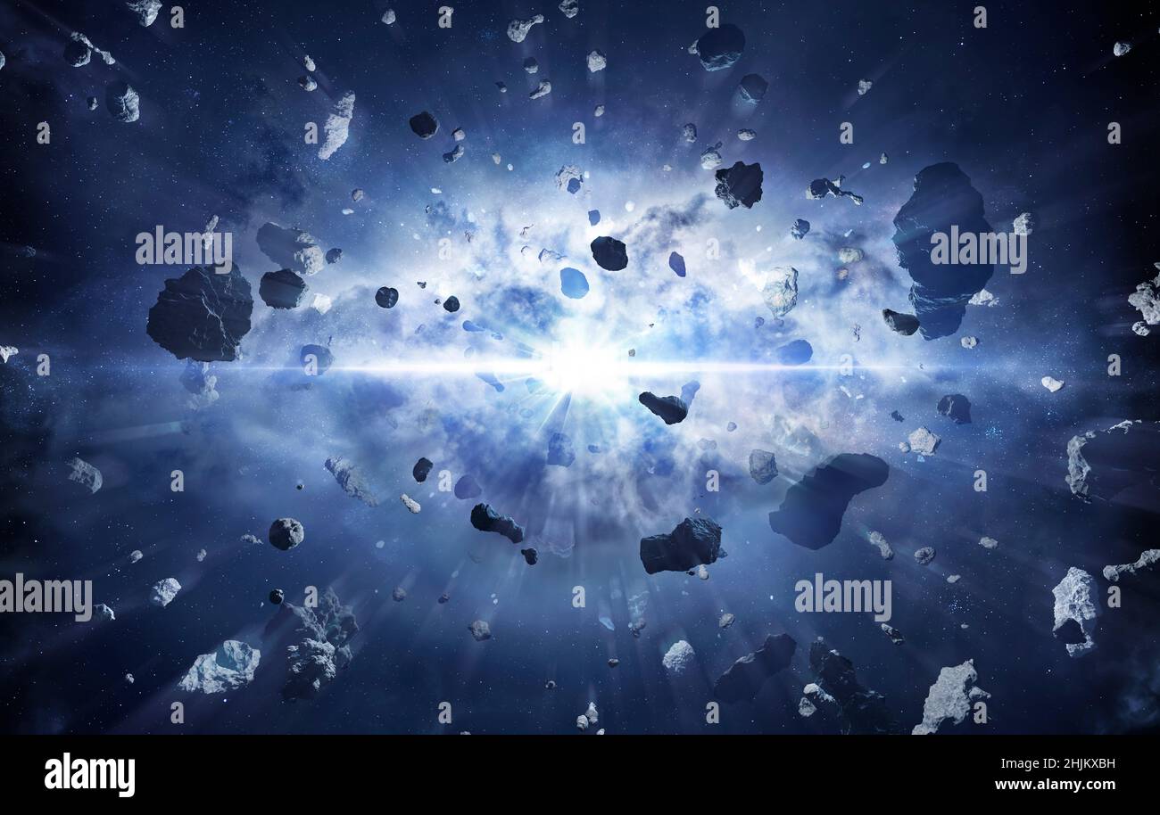 Big Bang Explosion - Time Warp In Universe - Contain 3d Rendering Stock Photo